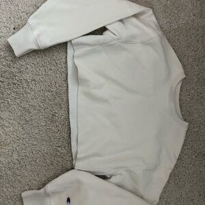 Champion White Cropped Sweatshirt